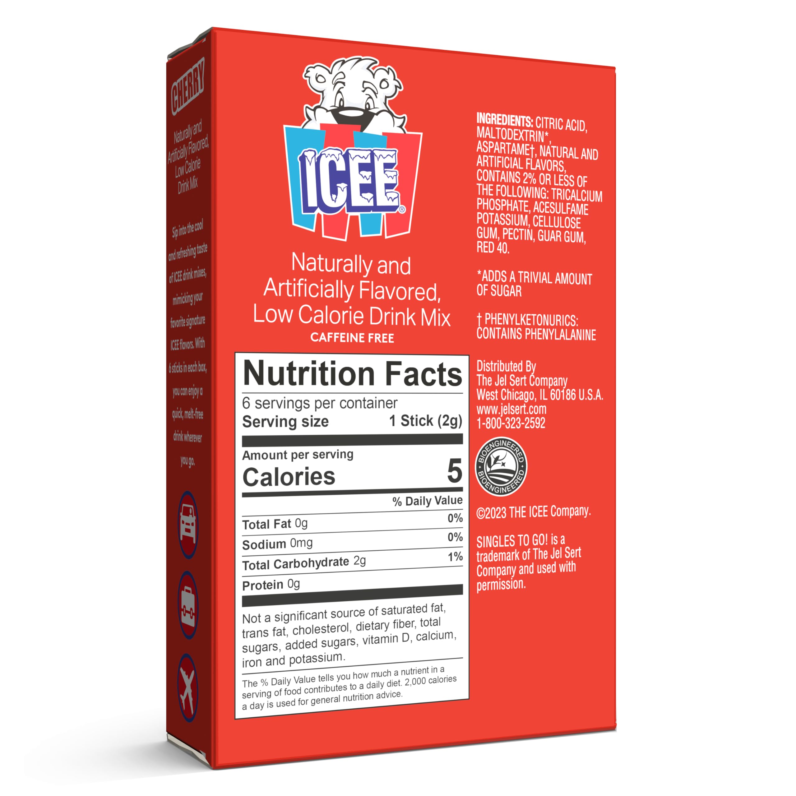 ICEE Singles To Go Water Drink Mix - Varillas de polvo, 12 cajas de 6 paquetes cada una, 72 porciones en total, cereza, 12 unidades