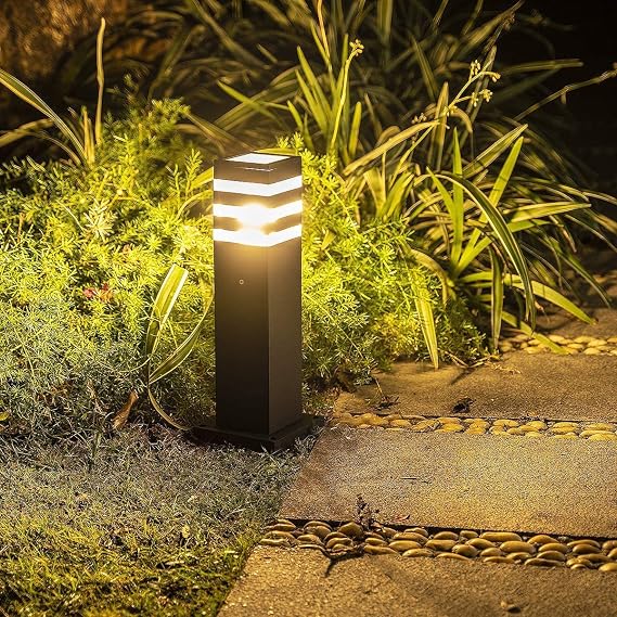 Pathway Lights Post Lights IP55 Waterproof Outdoor Lamp Post Lawn Light Floor Lamp E26 Lampholder Hardwired Suitable for 12V / 24V / 120V Voltage(16in, Black)