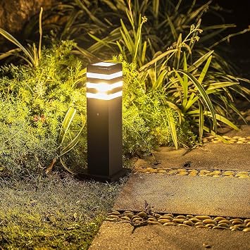 Pathway Lights Post Lights IP55 Waterproof Outdoor Lamp Post Lawn Light Floor Lamp E26 Lampholder Hardwired Suitable for 12V / 24V / 120V Voltage(16in, Black)