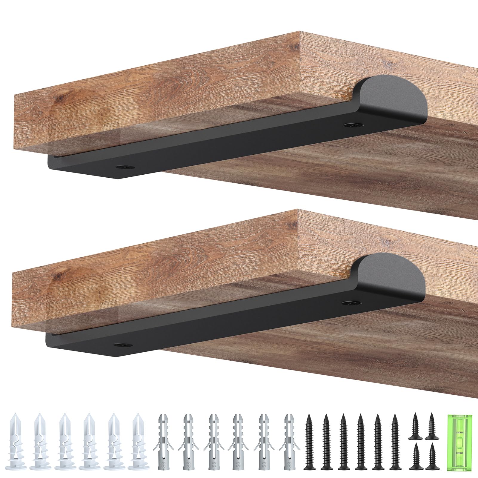 WELDUN 2 Set Regalhalterung Regalträger 22.5 CM, Metall Regalwinkel mit Lippen für die Wandmontage, Wandhalterung Regal Tragkraft 75 KG, Schwarz