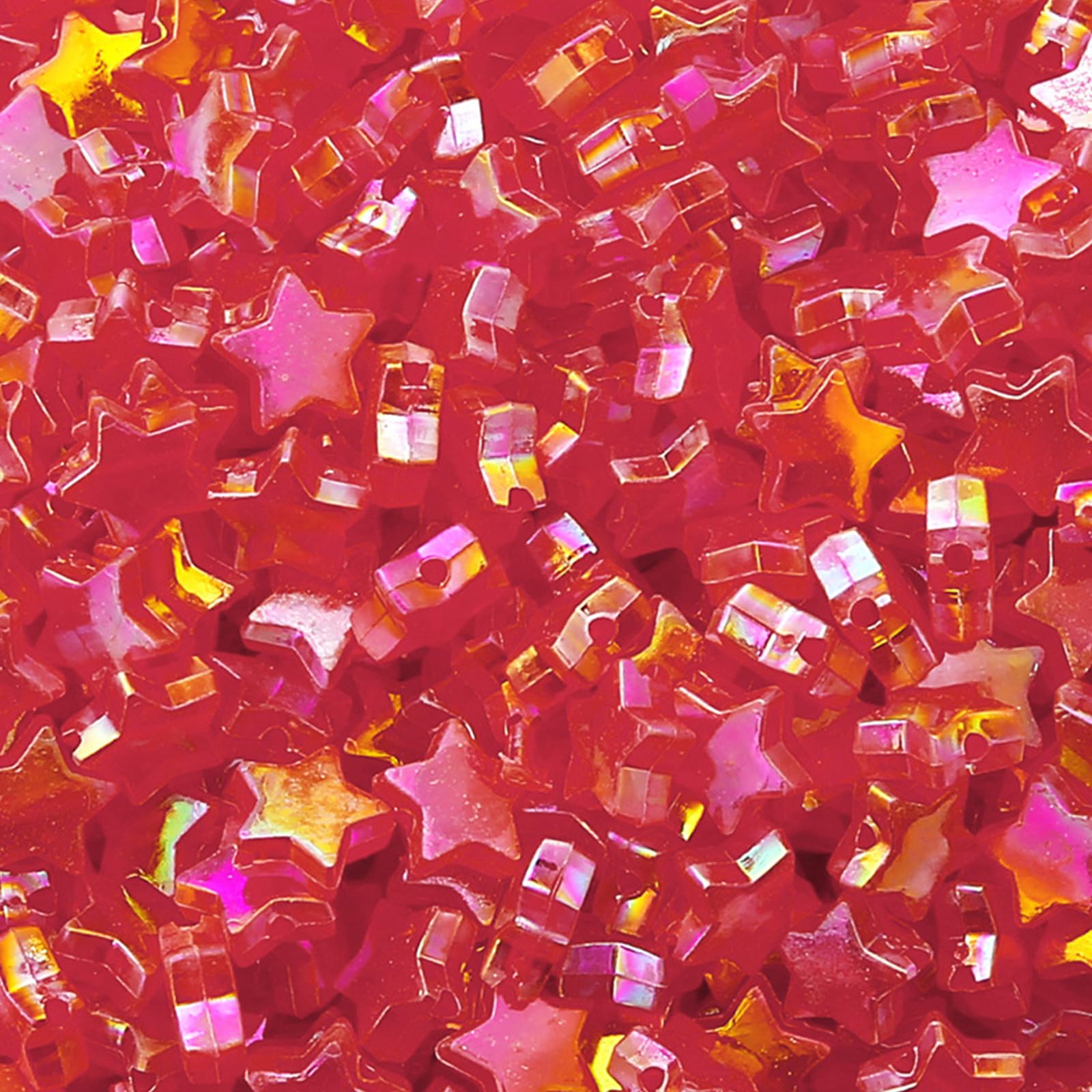 100PCS Star Shape Acrylic Beads 11x10mm Star Shape Loose Spacer Bead for DIY Beading, Red
