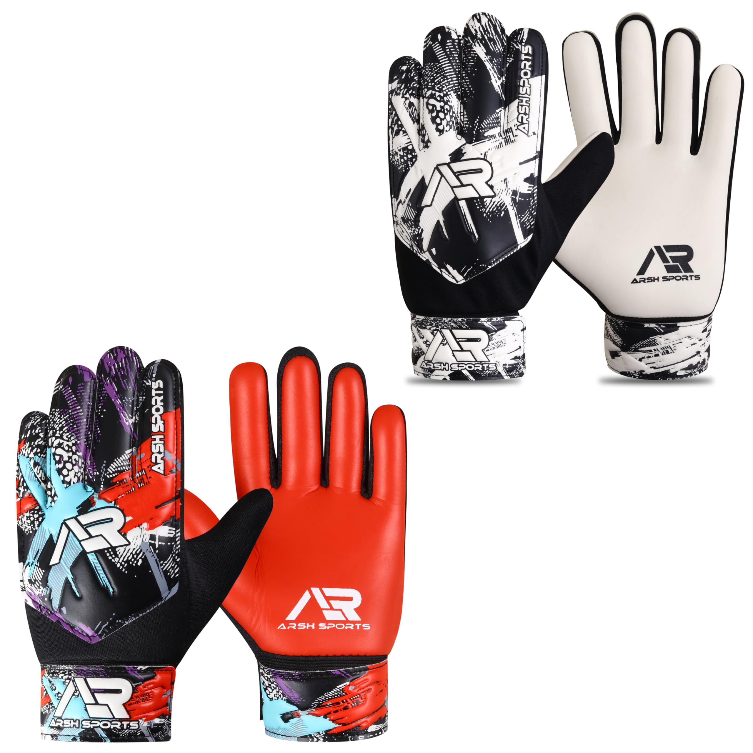 Arsh 2 Pack Soccer Goalie Gloves, Football Goalkeeper Gloves for Kids Boys Youth Children Double Wrist