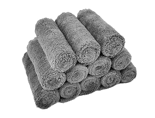 Miniatura 5 de Kyapoo Paquete de 12 paños de microfibra para bebé, forro polar coral de 12 x 12 pulgadas, extra absorbentes y suaves para recién nacidos, bebés y