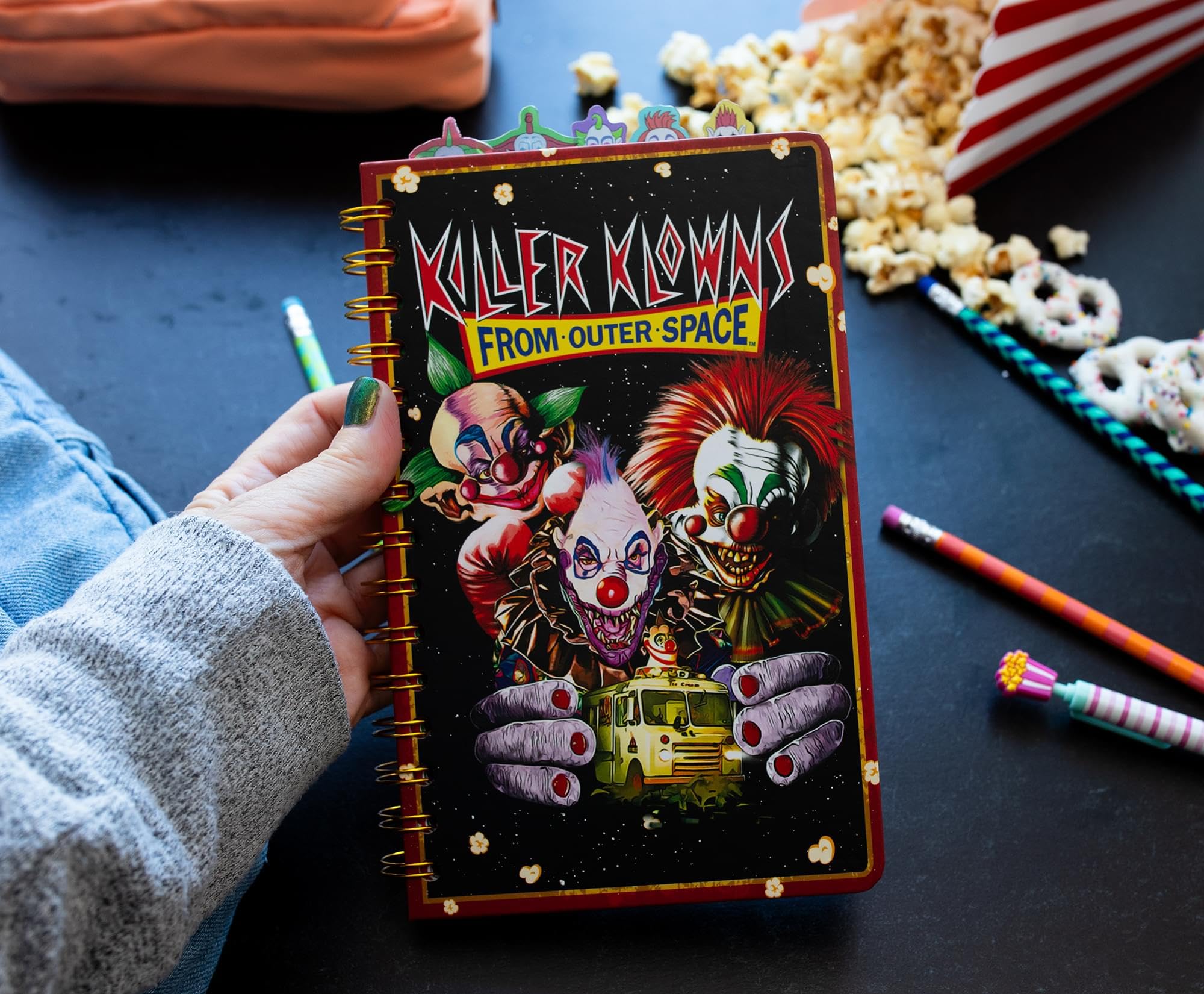 Silver Buffalo Killer Klowns From Outer Space 5-Tab Spiral Notebook With 75 Sheets, red - Image 4