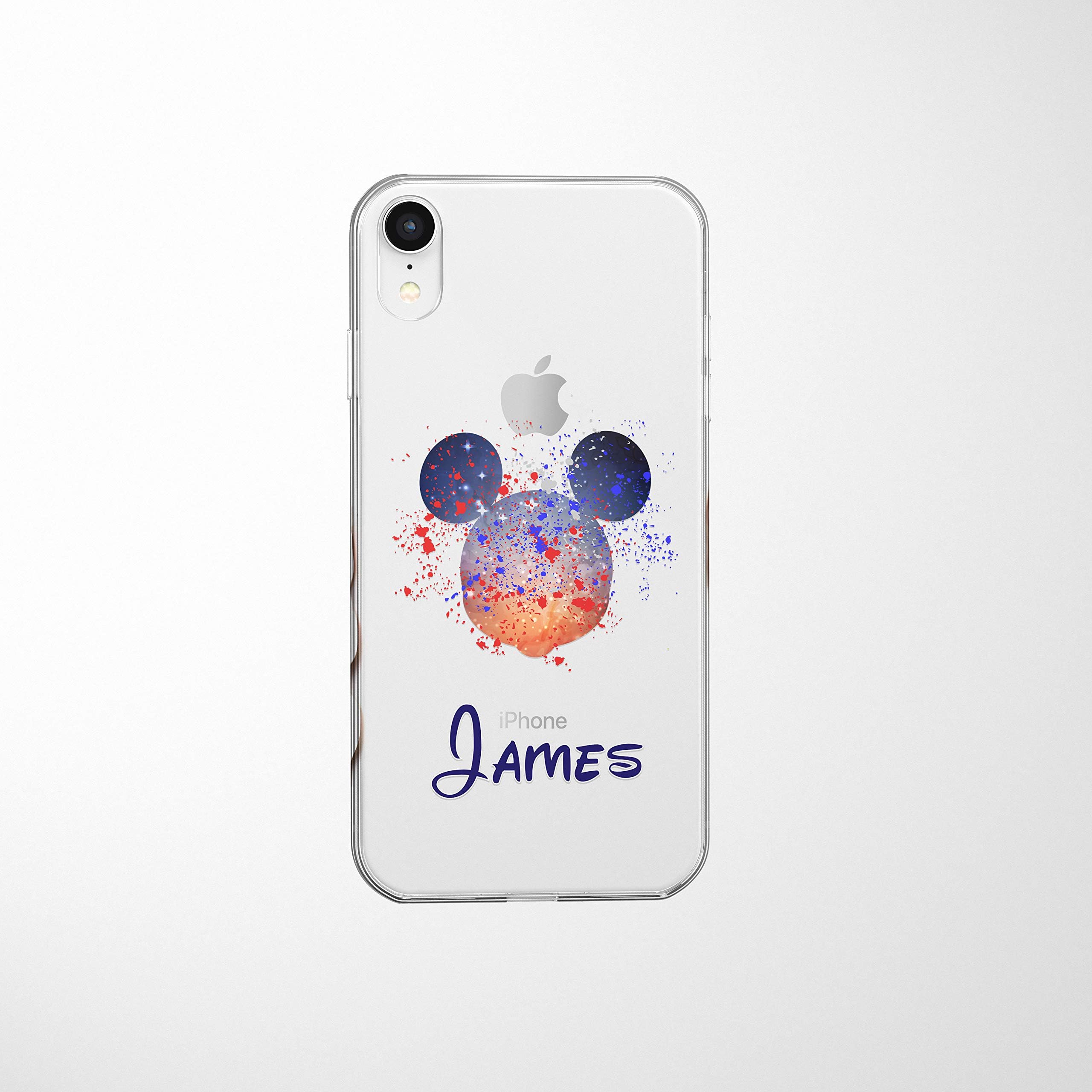 SmartGiftShop Cartoon Movie PERSONALISED CLEAR TPU Phone Cover Case for iPhone & Samsung Disney-iPhone 7-Disney Mickey Blue