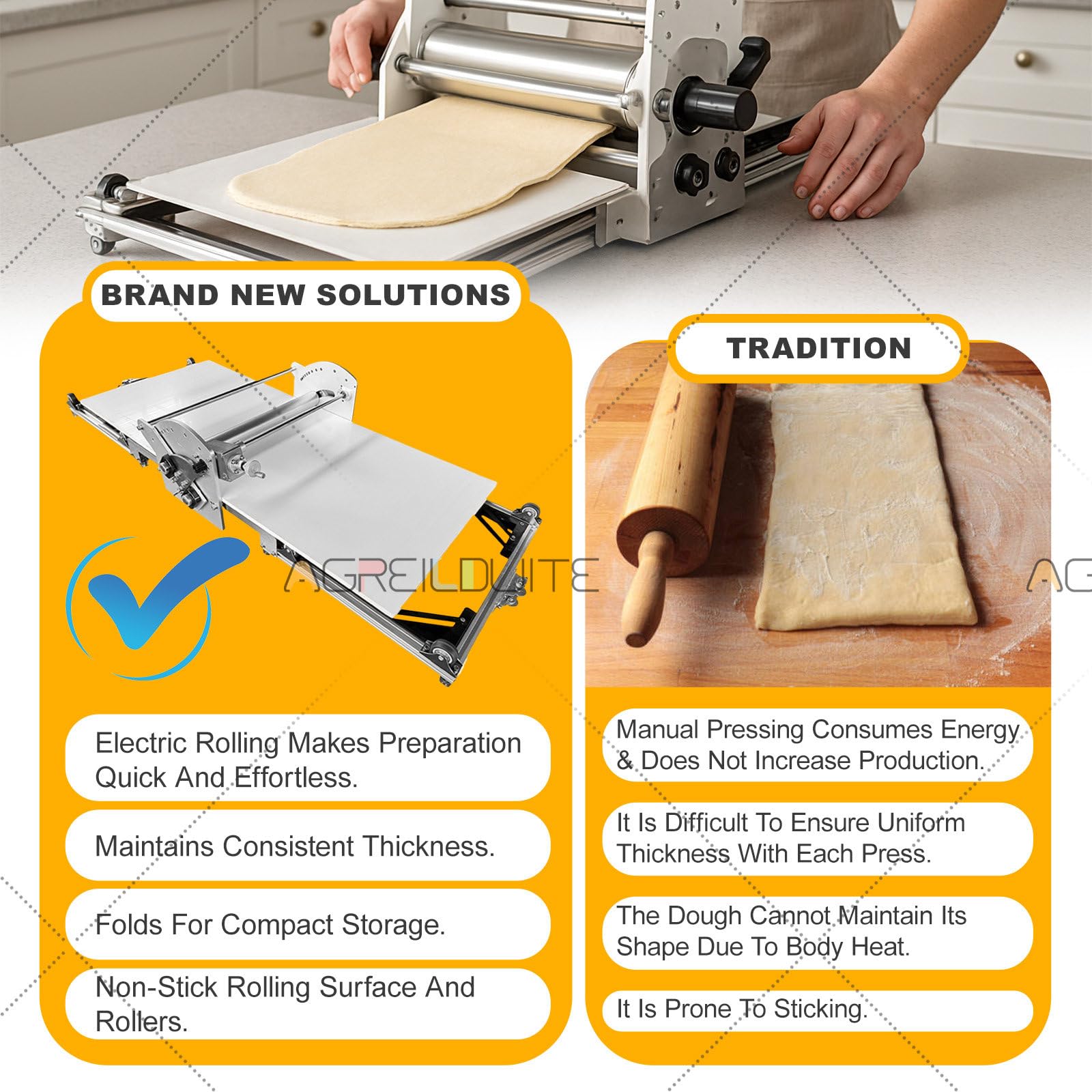 Teigausrollpresse, Wendbare Teigrolle, Ausrollpresse, Kommerzieller Vertikaler Fondant-Glätter, 40 × 17,7 Zoll Ausrollbrett, Faltbar | 2–30 Mm Dicke, Einstellbar, Für Croissants, Eierkuchen