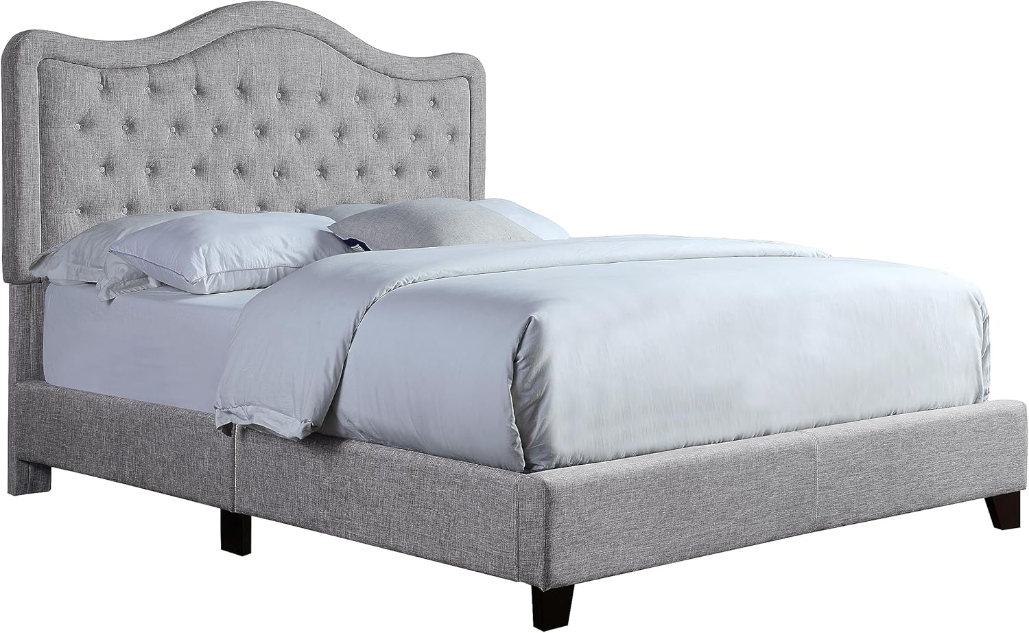 Rosevera Twin Grey Upholstered Bed Frame - Luxurious Headboard, Elegant Platform Design, Ideal for Transforming Your Bedroom into a Haven of Comfort