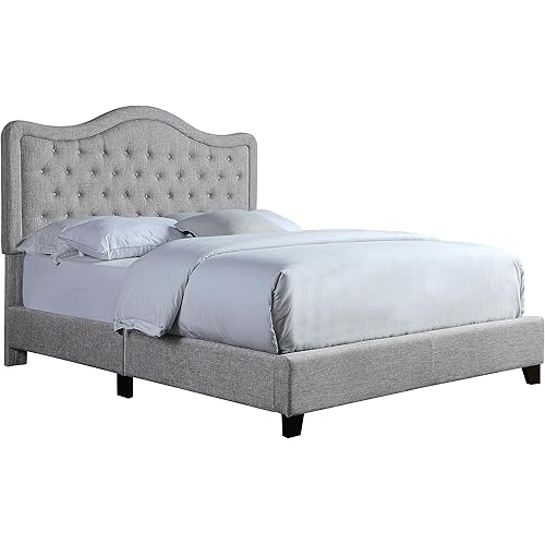 Rosevera Twin Grey Upholstered Bed Frame - Luxurious Headboard, Elegant Platform Design, Ideal for Transforming Your Bedroom into a Haven of Comfort