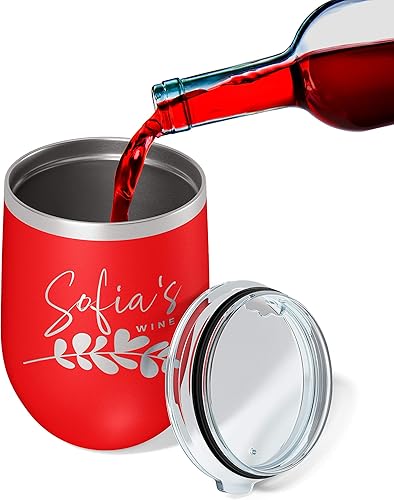 Miniatura 7 de Regalos para el Día de la Madre para mamá, vaso de vino personalizado con tapa, 12 onzas, morado, regalos personalizados para mujeres, vasos
