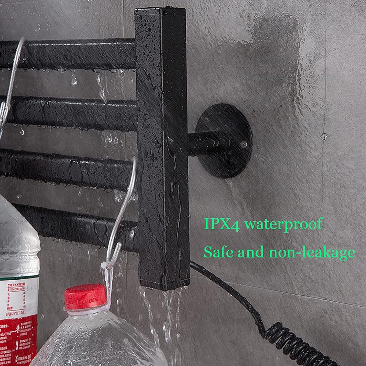 Small Electric Towel Warmer Wall Mounted Towel Warmer Racks 45W Smart Electric Towel Rack Aluminum Heated Towel Rails 4 Bar Black Towel Dryer