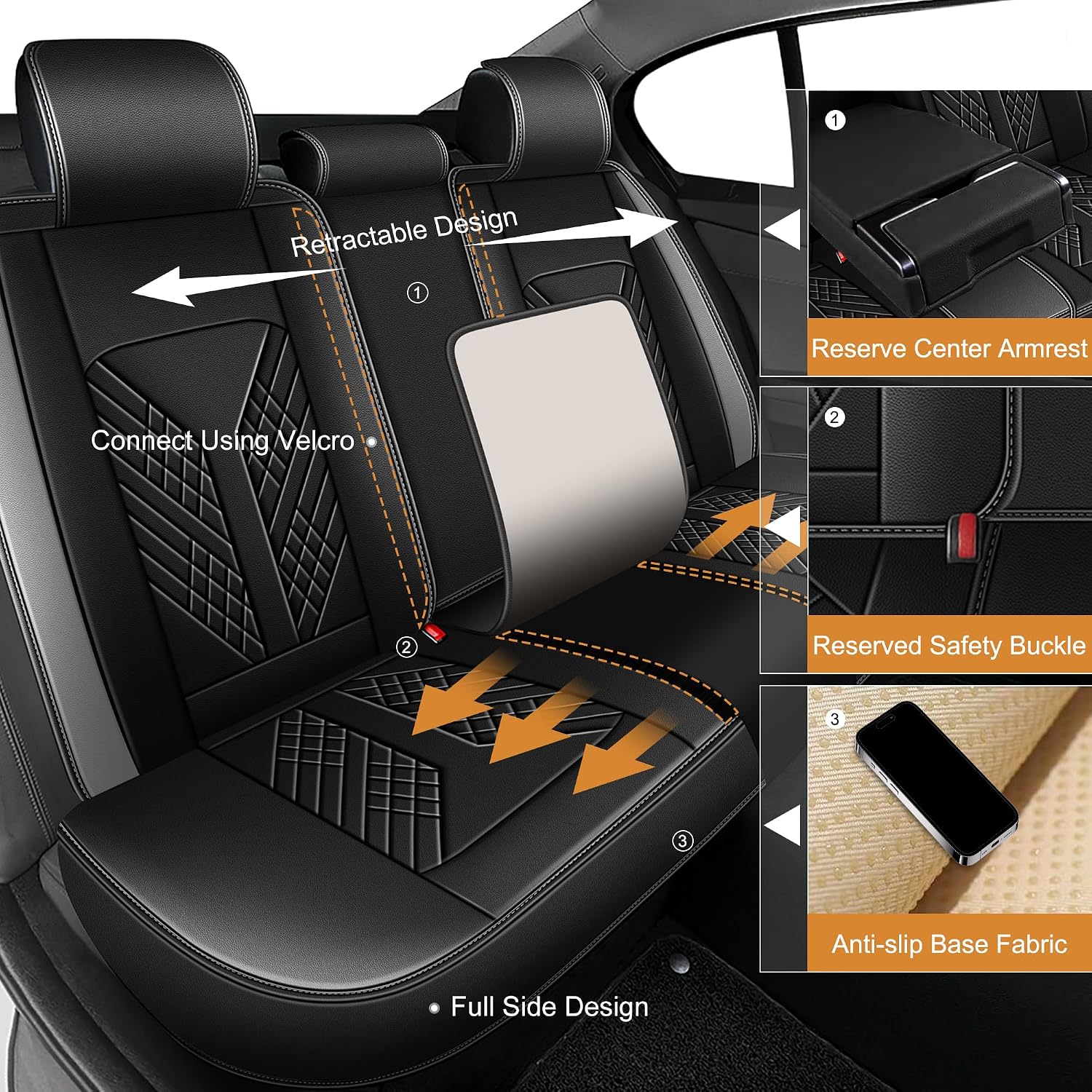 Car Seat Covers Full Set Fit for Kia Sportage 2009-2025 2026 Waterproof Seat Covers Faux Leather Car Seat Cushions Automotive Seat Protectors Covers(5 Seats, Black & Grey)