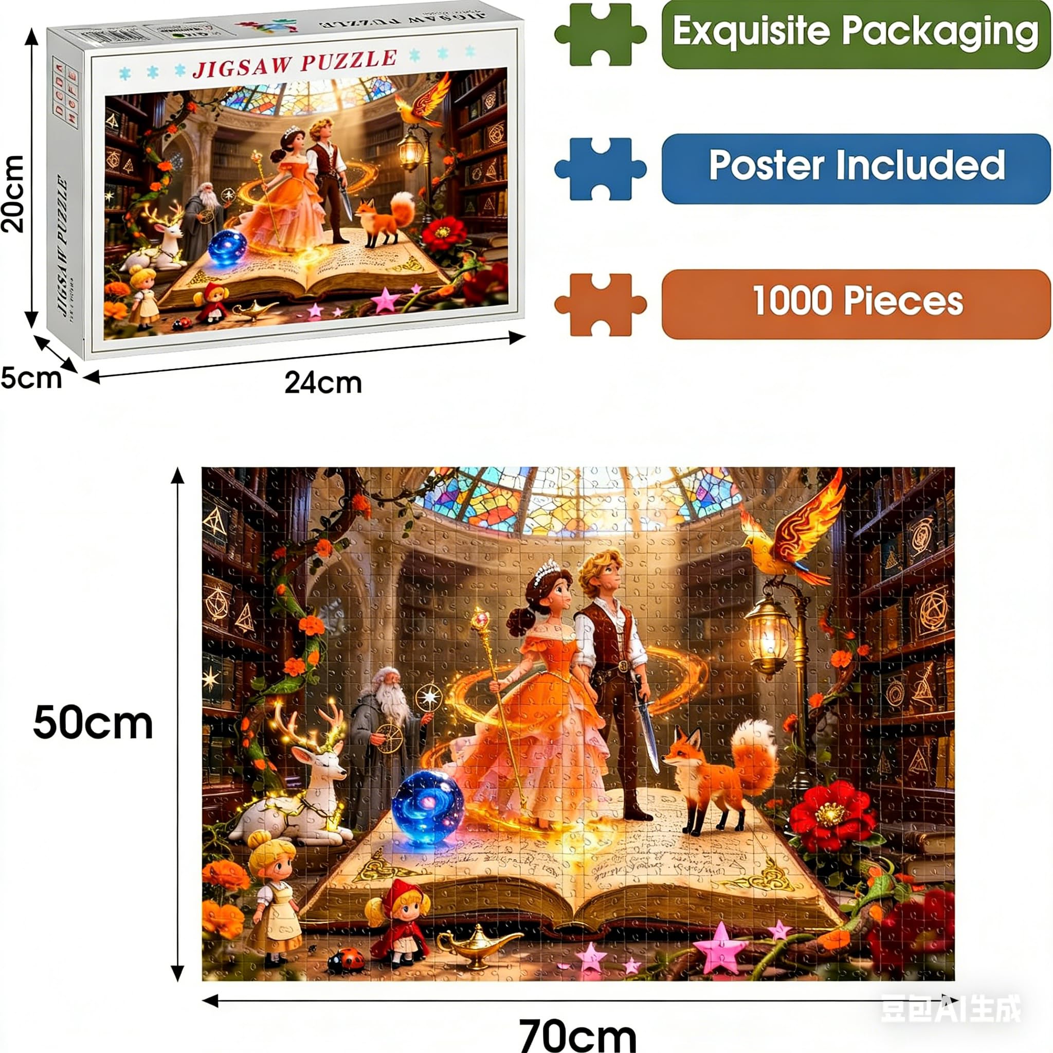 1000 Pieces Jigsaw Puzzle for Adults -Magic Bookstore Puzzle for Adults, Recycled Paper Jigsaw Puzzle 1000 Pieces - Image 2