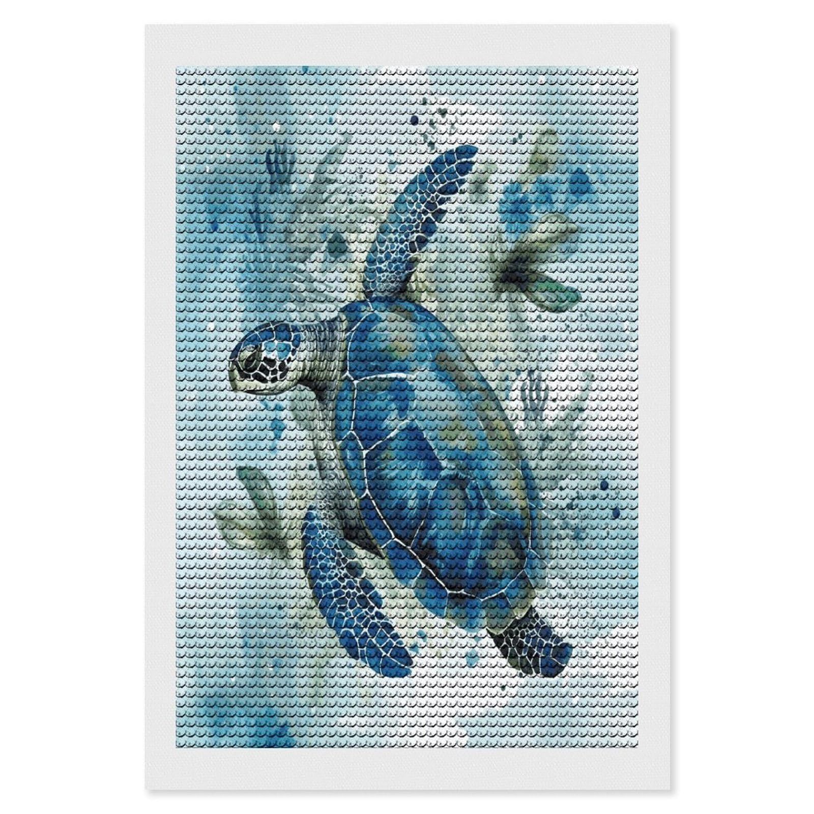 LDGSUPH Sea Turtle-Blue Diamond Painting Kits for Adults Paint with Diamond Pictures Art DIY Full Drill Diamond Dots Painting Personalized Diamond Photo for Home Wall Decor Gift 8"x12"