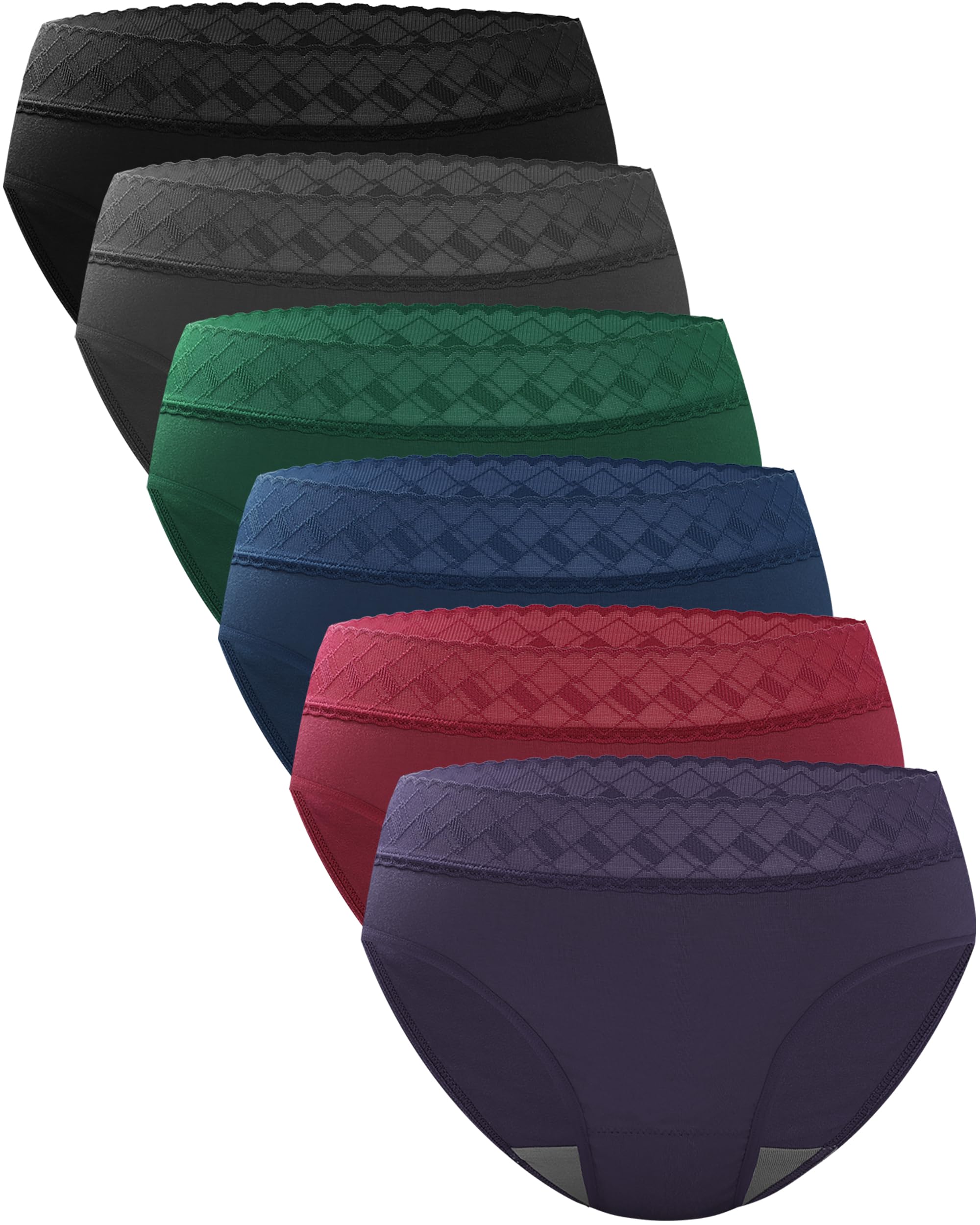 BAMBOO COOL Damen-Unterwäsche, Bikini-Unterhose, Spitze, Hipster, weich, Stretch, Feuchtigkeitstransport, Höschen für Damen, 6er-Pack