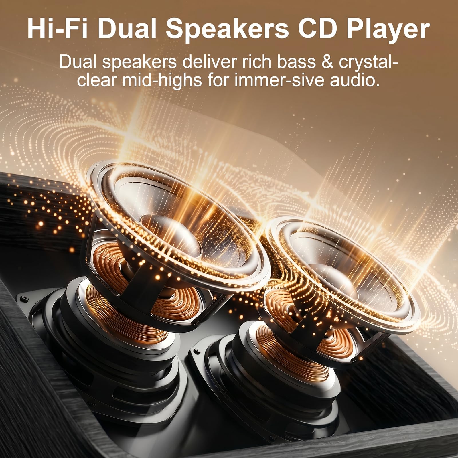 Gueray Reproductor de CD portátil con Bluetooth y Altavoces y Radio Ébano