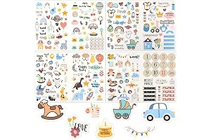 212pcs Baby Scrapbook Stickers, 4 Sheets Pregnancy to Baby's First Year Journey...