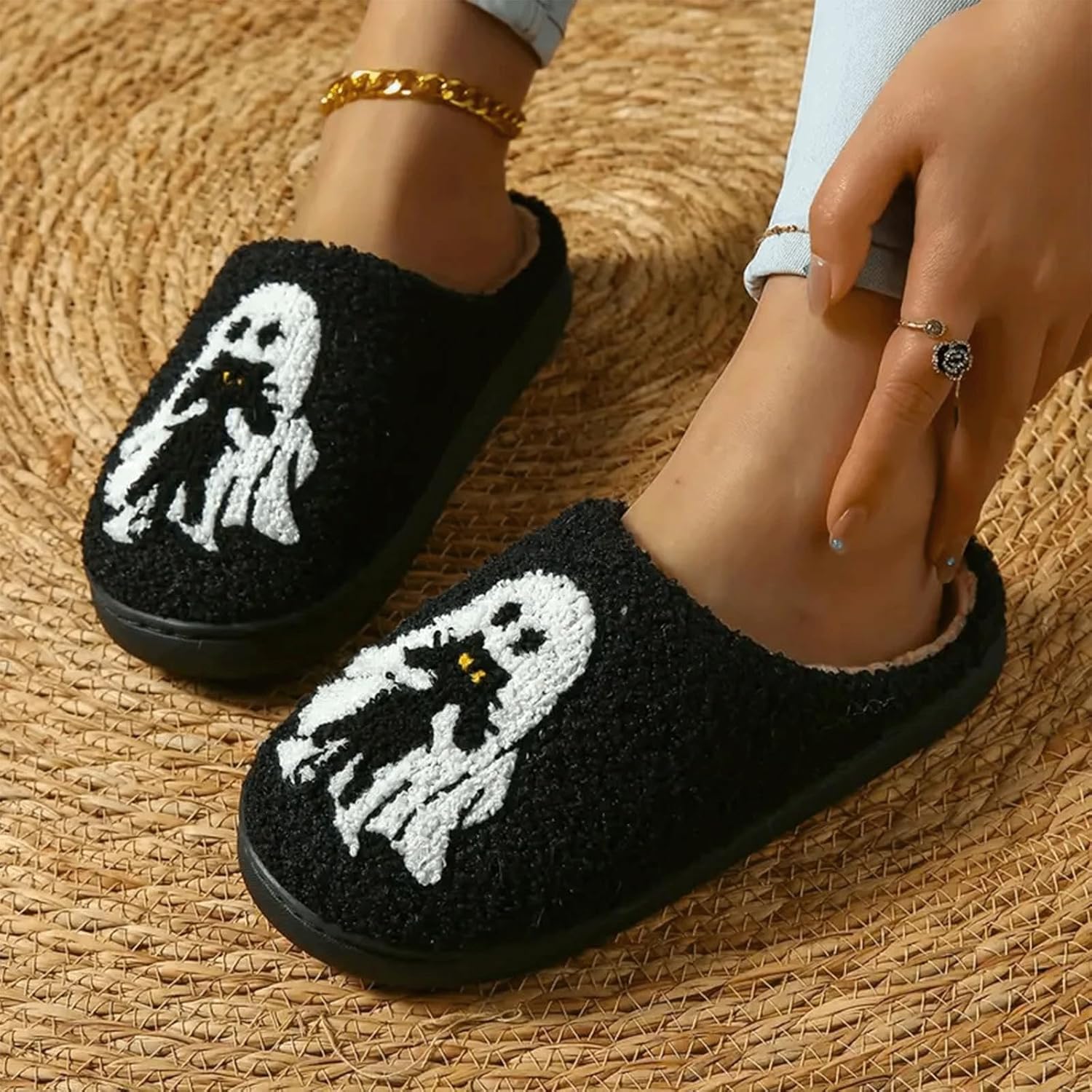 Cute Slippers for Women Halloween Fun Cute Holiday House Shoes Fluffy Warm Slipper Gifts for Adults - Image 5
