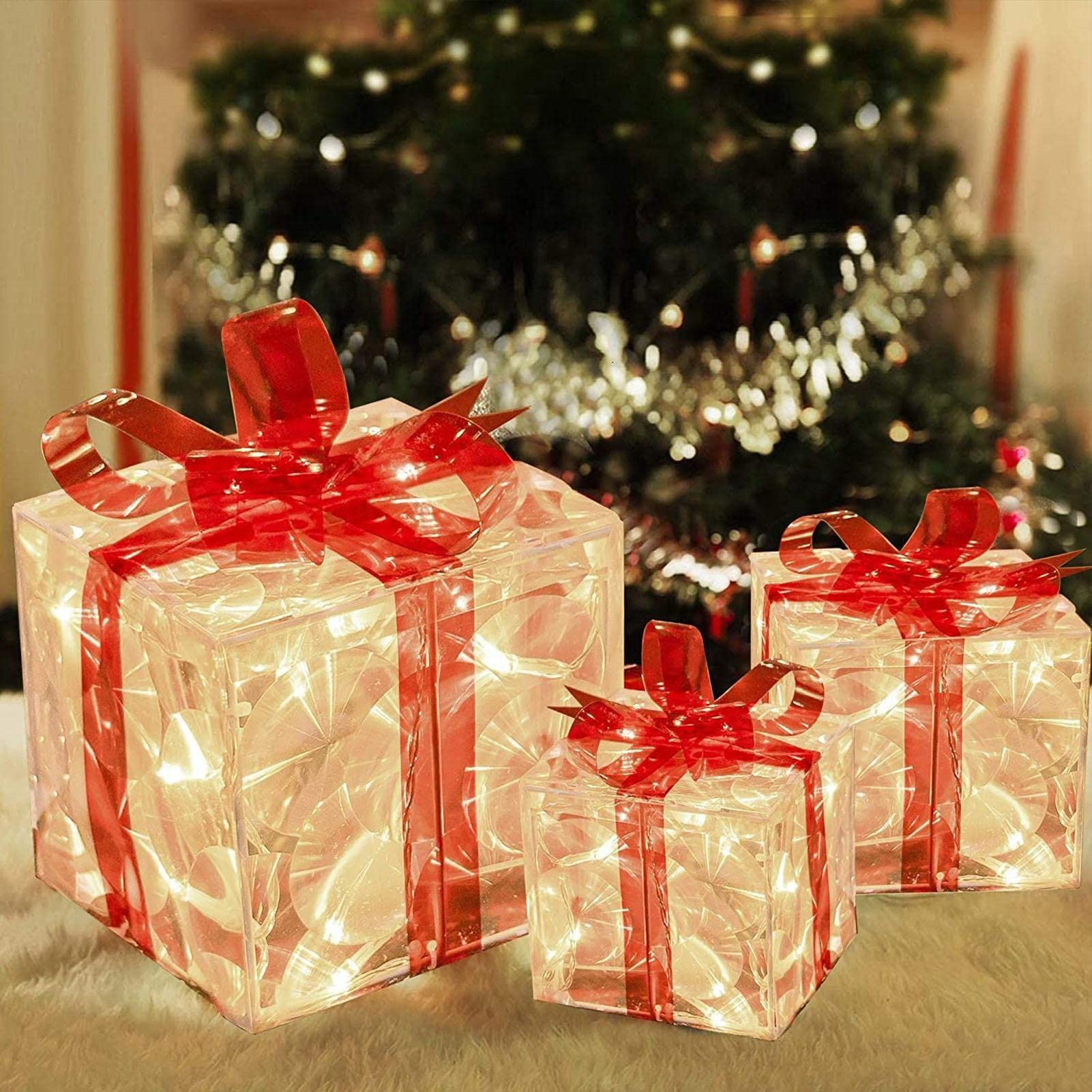 Amazon.co.jp: クリスマス LED 照明付きギフト ボックス,2つのライト