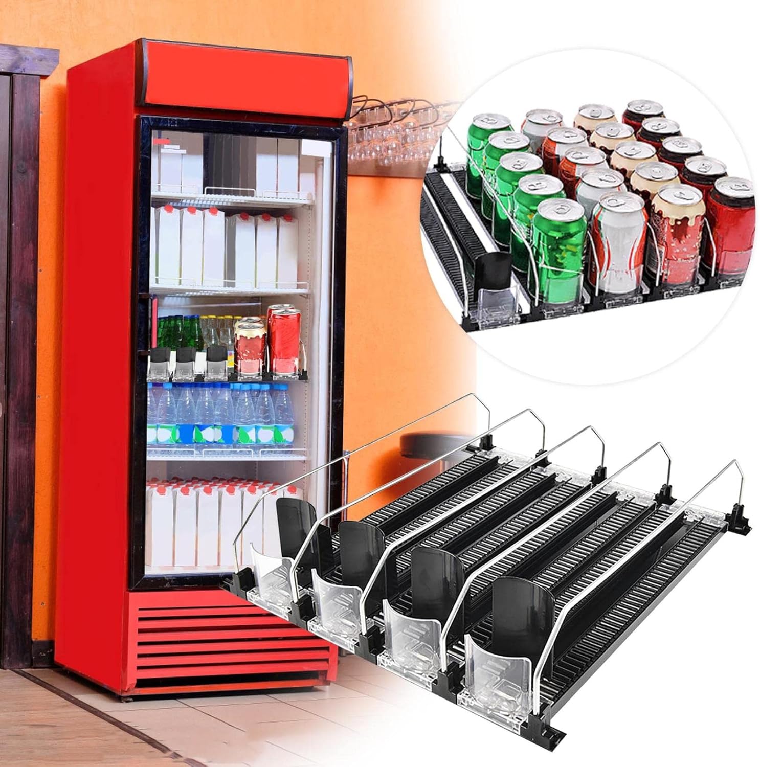 YLOMAY Supermarket Freezer Beverage Pusher, Refrigerator