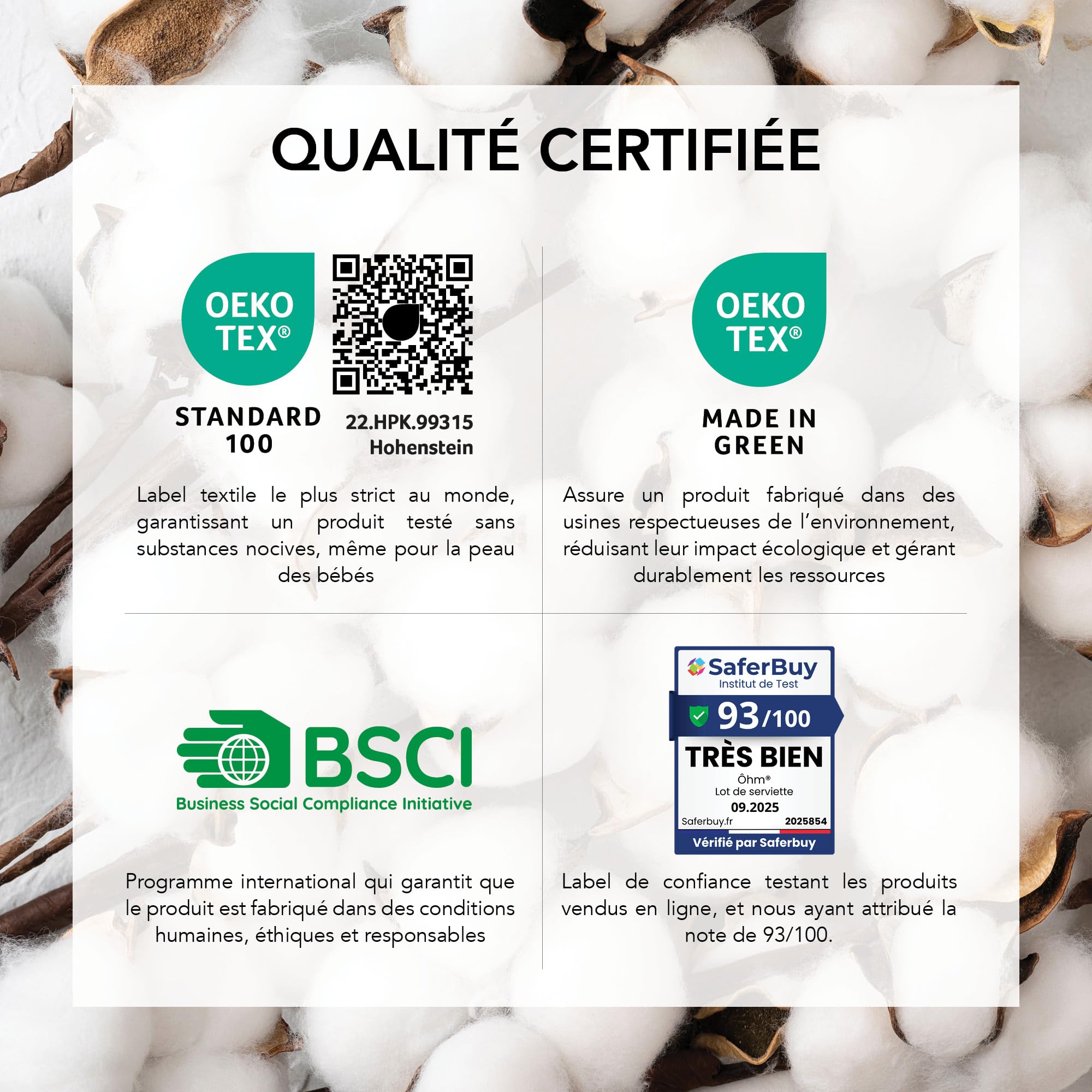 Ôhm Set Serviettes de Bain 4 Pièces Beige 100% Coton 500 g/m² pour Famille – 2 Serviettes 70x140 cm + 2 Serviettes 50x100 cm – Ensemble Linge de Bain Salle de Bain – Certifié Oeko-TEX