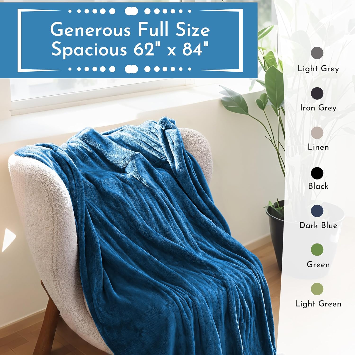 Electric Heated Blanket 62"x84" Twin Size Flannel Heated Blanket, Cozy & Warm for All Night, 5 Heat Settings & 10 Hours Auto Off, Machine Washable, Teal Blue - Image 4