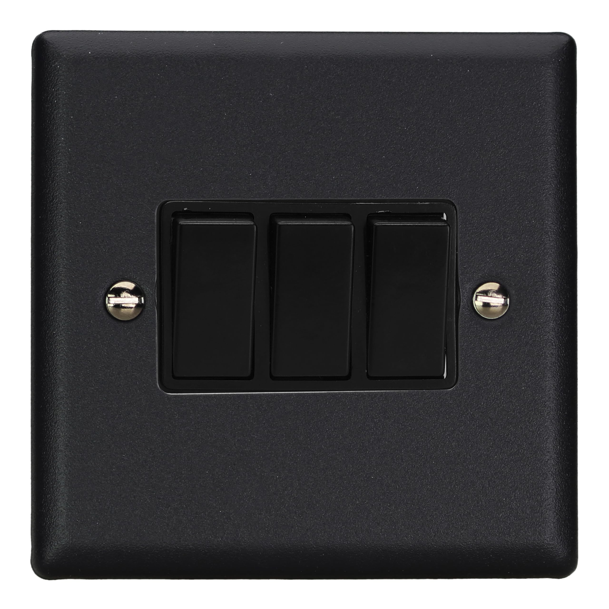 Varilight Triple Rocker Light Switch 2-Way - Urban Matt Black With Black Rockers, XY3B.MB, 91x91x25mm