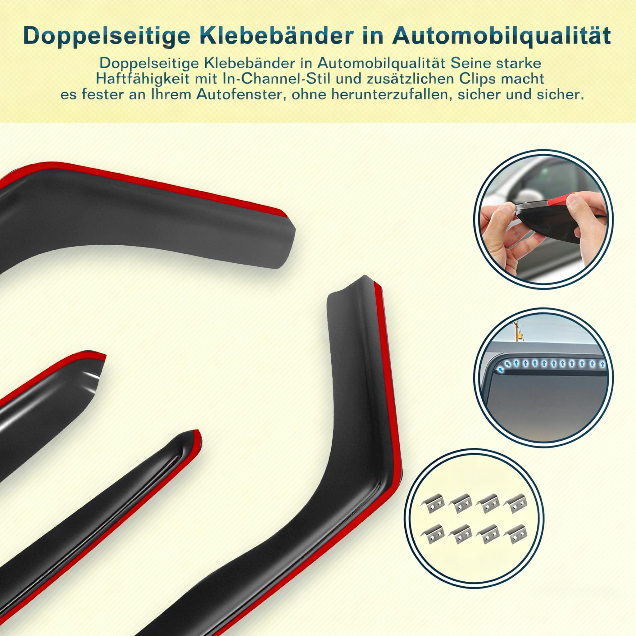 Windabweiser Regenabweiser kompatibel mit Ford Focus Ill Mk3 Bj 2011-2018, Selbstklebend Tape-On Autofenster Regenschutz Regenabweiser Deflektoren, 4-TLG Set, Rauchgrau, Vorne,Aerodynamisch