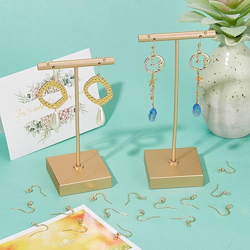 Miniatura 4 de SUNNYCLUE 1 caja de 100 piezas de ganchos franceses chapados en oro de 18 quilates, aretes de gancho de acero inoxidable, alambres de oreja de bola