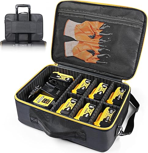 Luxtude Funda de batería extra grande para Dewalt/Milwaukee/Ryobi 12V/18V/20V batería y cargador, organizador de baterías de herramientas para