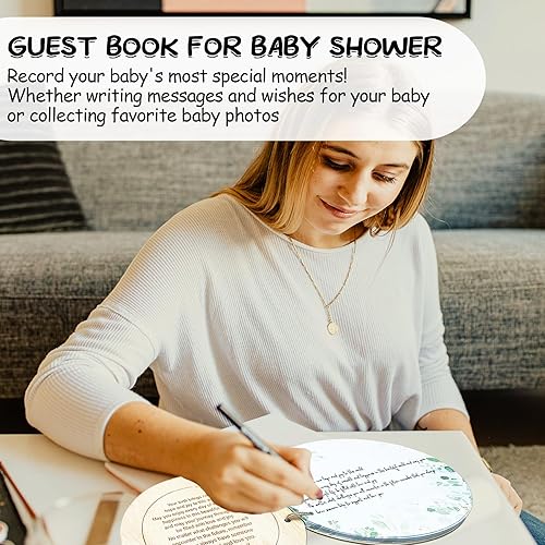 Miniatura 5 de Libro de invitados para baby shower, 80 páginas Hey Baby Shower Sign in Libro de invitados con diseño de acuarela, libro de invitados para baby