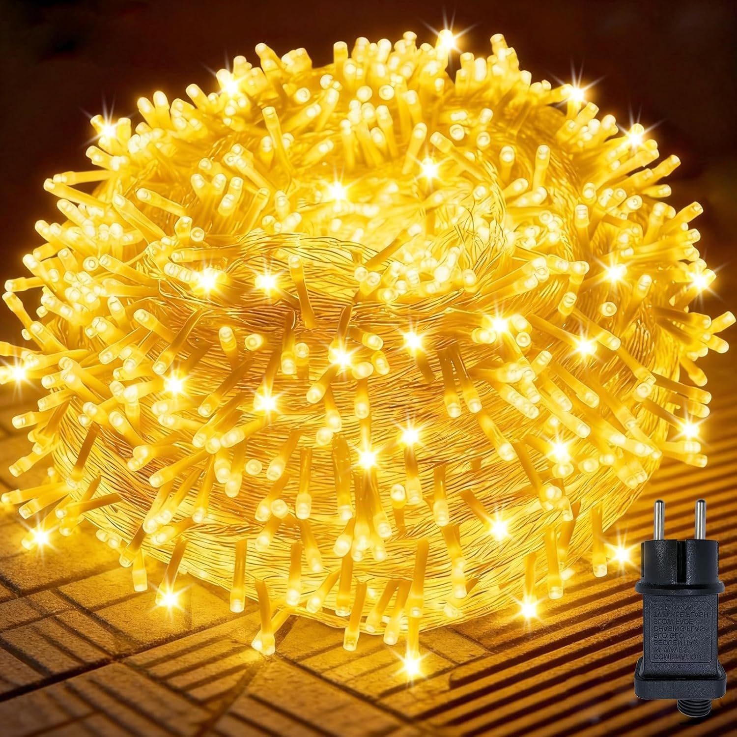 Hopelit Lichterkette Außen 20m 200LEDs warmweiß, 8 Modi LED