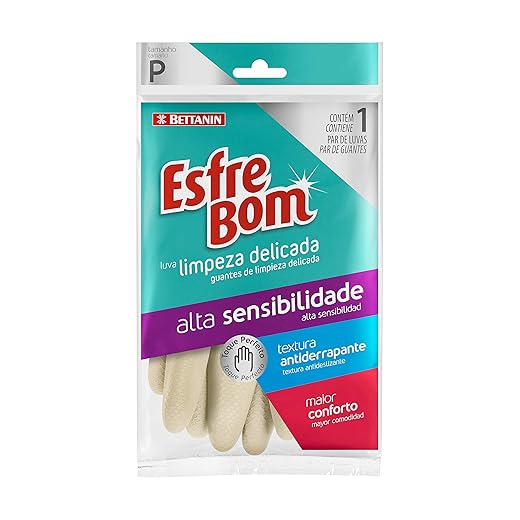 EsfreBom - Luva de Alta Sensibilidade Para Limpeza Suave, Tamanho P, Cor Creme, Bettanin