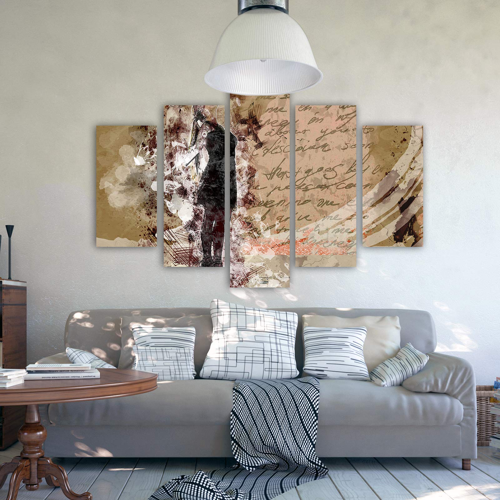 Feeby Quadro Canvas Impressione 5 Parti Moderno Arte Astrazione Artistico Marrone 150x100 cm