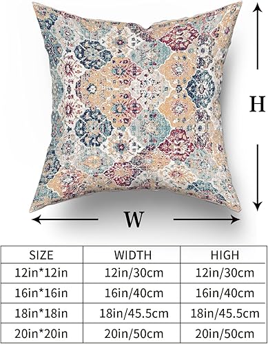 Miniatura 4 de Kawani Juego de 2 fundas de almohada de estilo bohemio étnico bohemio de 18 x 18 pulgadas, color verde azulado, rojo, naranja, azul, alfombra