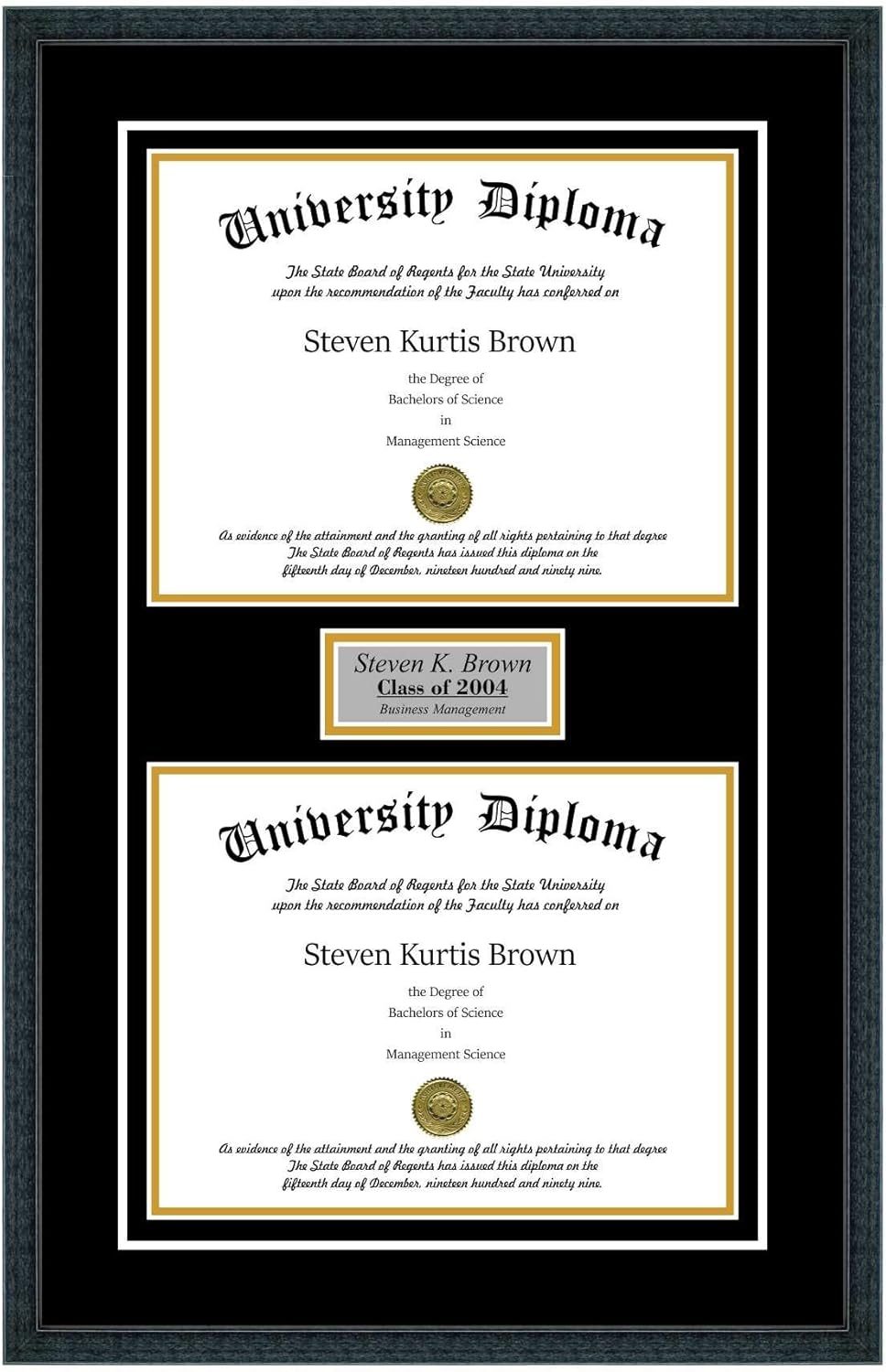 Personalized Double Diploma Frame with Double Matting for
