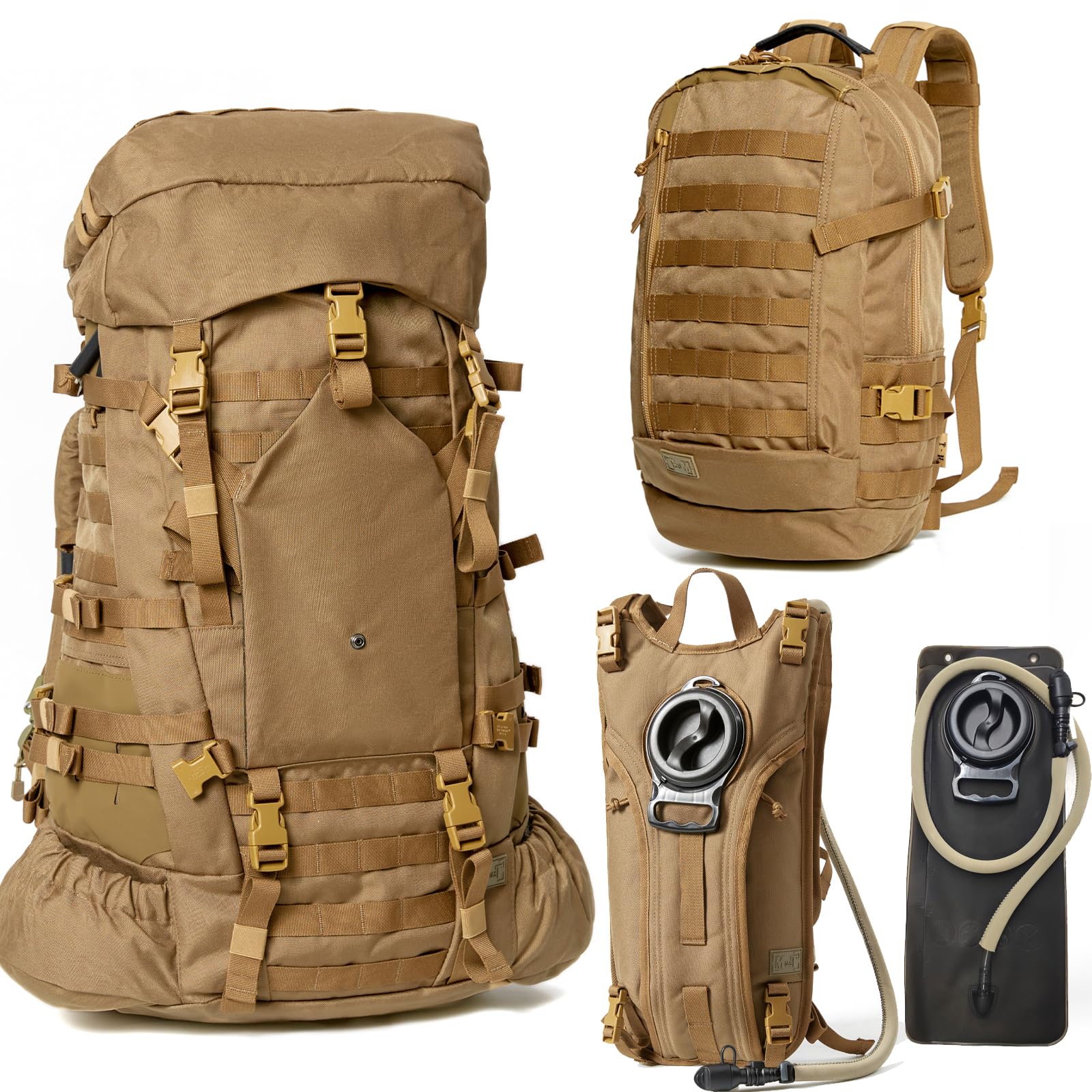 MT ILBE Large Military Rucksack with Frame, 74L Main Pack, 25L Assault Pack