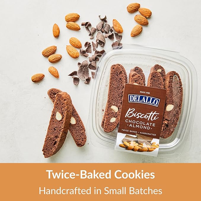 DeLallo Chocolate Almond Biscotti Cookies, 4 Paquetes miniatura 2