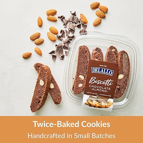 Miniatura 3 de DeLallo Galletas de biscotti de chocolate italiano con almendras pequeñas, 7 onzas, paquete de 4