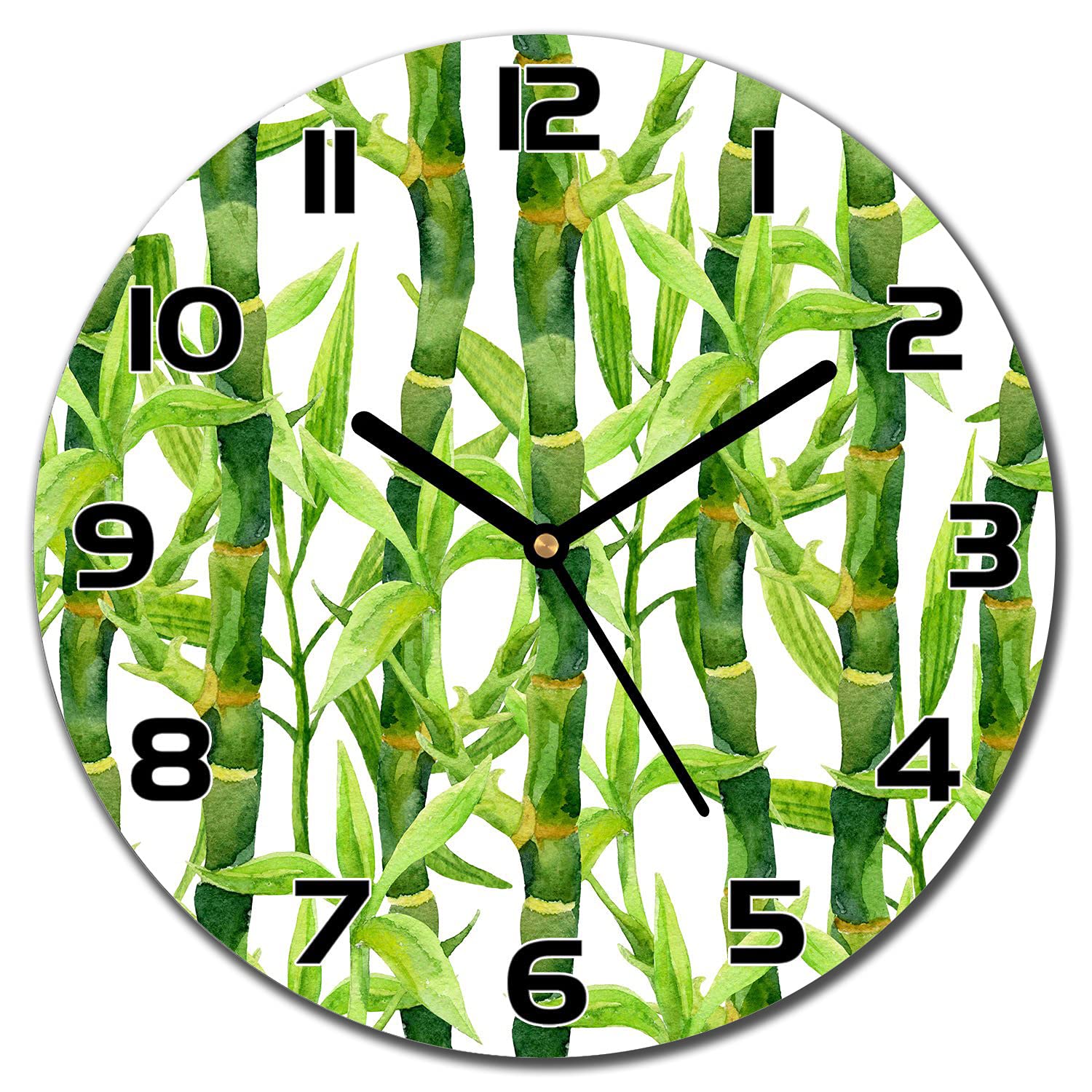 Horloge moderne en verre de sécurité Coloray fleurs de bambou 30 cm