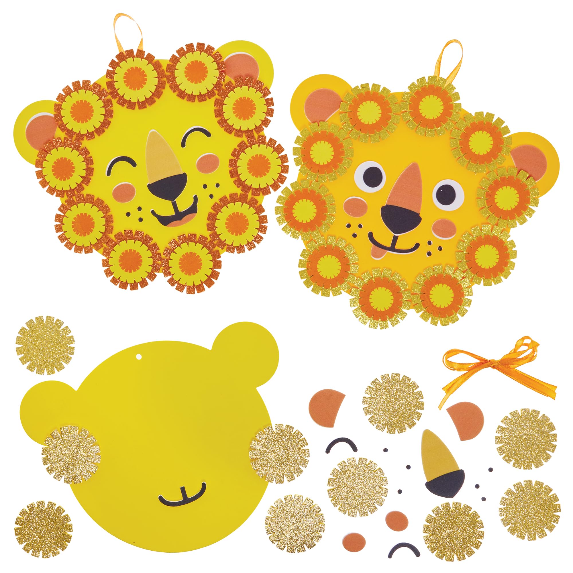 Baker Ross FN374 Dandelion Wreath Kits - Pack of 3, Foam Arts and Crafts Decorations for Kids, Wreath Making for Kids