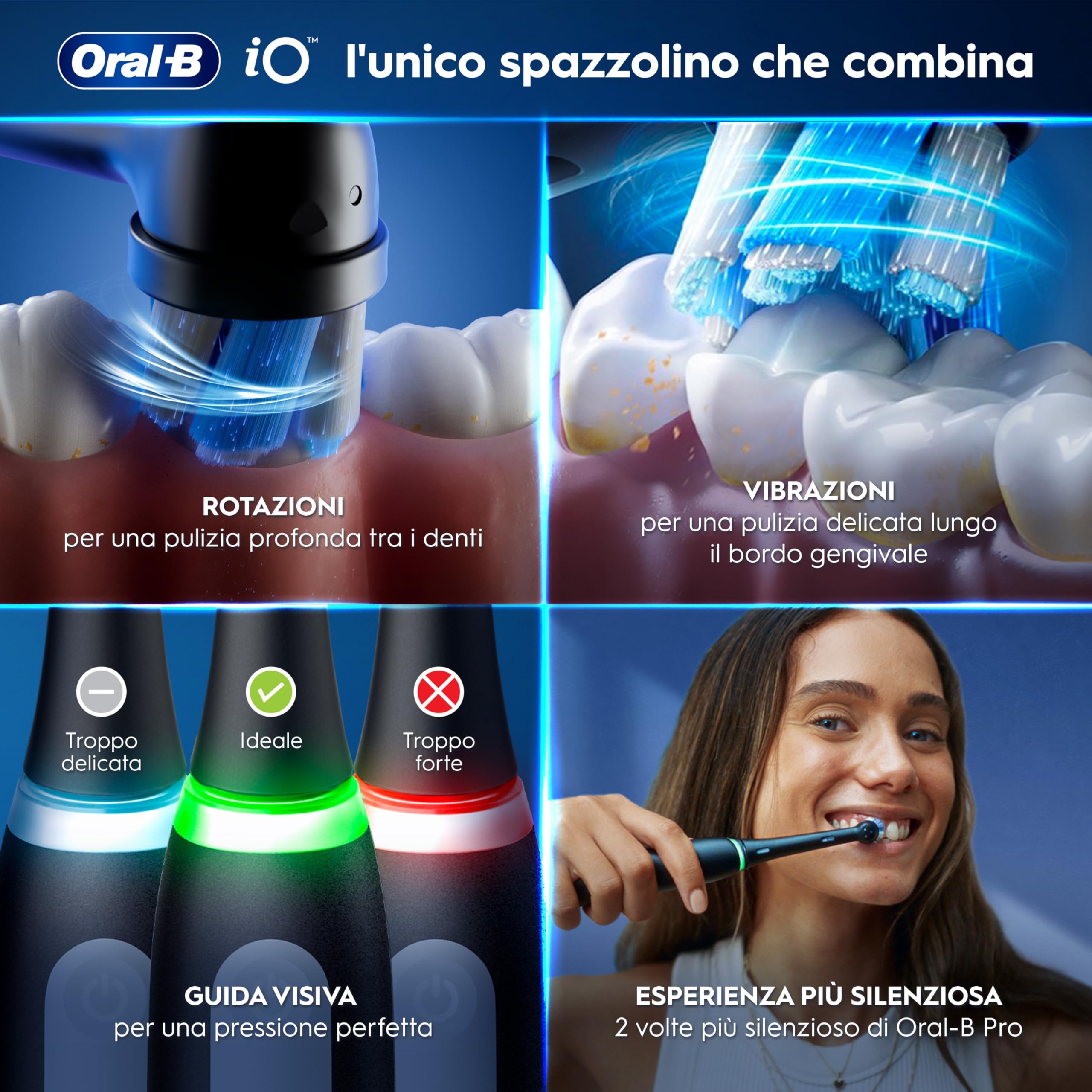 Oral-B Spazzolino Elettrico Ricaricabile iO 3N Nero, 1 Testina Di Ricambio, 1 Spazzolino Elettrico Oral B + 1 Dentifricio Gengive & Smalto Pro-Repair Classico 75ml