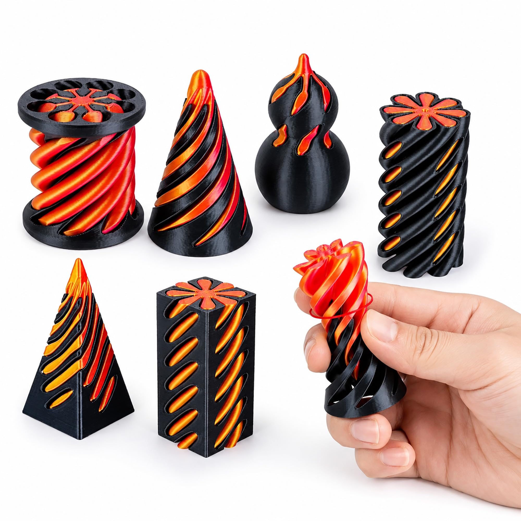 3D Printed Fidget Toy, 6Pcs Impossible Cone Spiral Desk Set