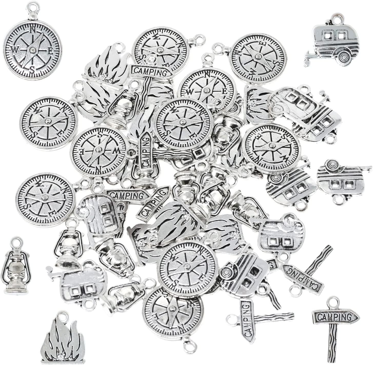 SUNNYCLUE 1 Box 50Pcs Compass Charms Nautical Charms