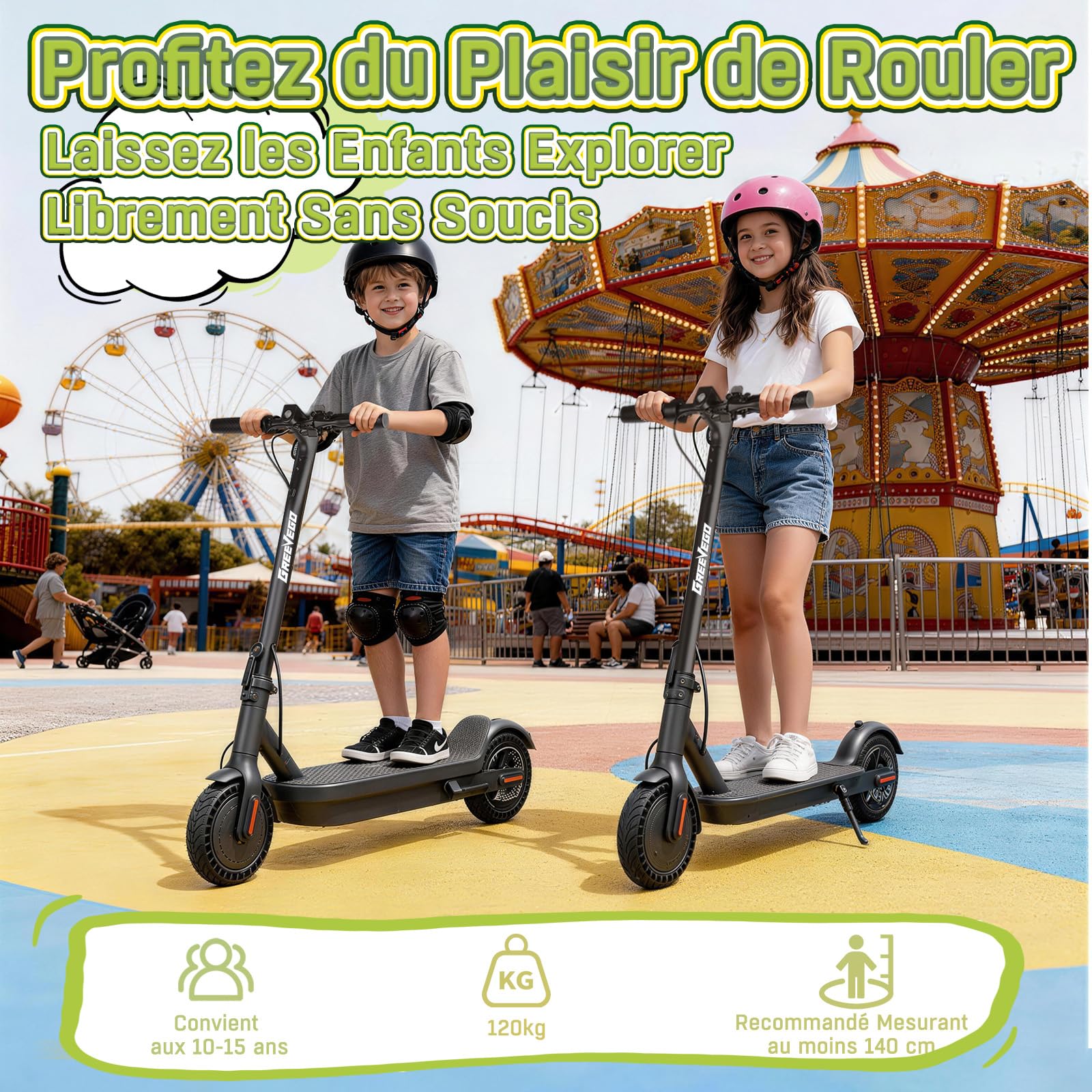 Trottinette Électrique Ado 10-16 Ans – Moteur 350W, Batterie 4Ah, Autonomie 10-15km, Pneus 8.5" Gonflables, Double Frein E-ABS + Disque Arrière, Pliable pour Adolescents