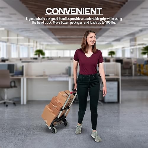 Miniatura 6 de Vergo S300S,carretilla de mano plegable de acero industrial, plataforma móvil, capacidad hasta 150 lb, color plata