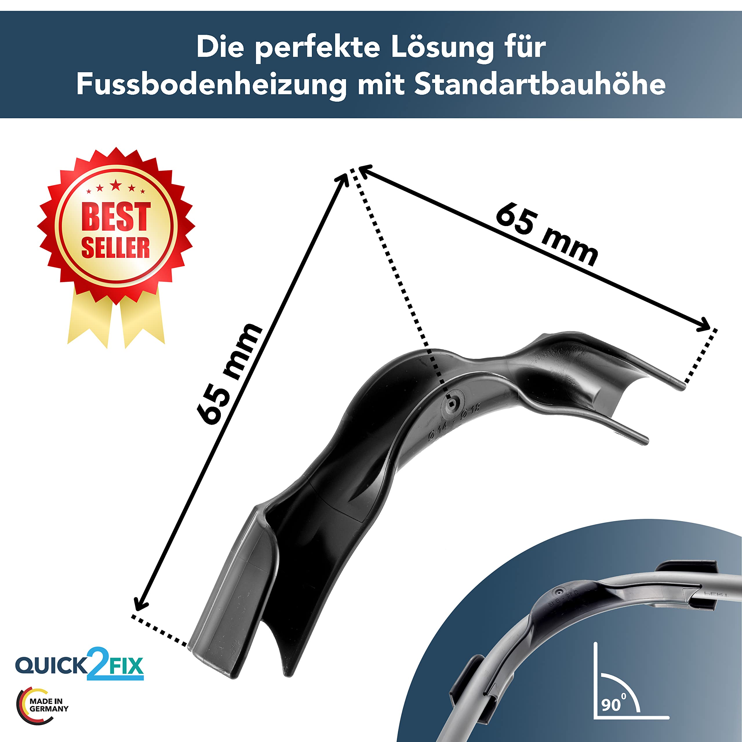 50 x Profi - Winkelspangen für Fußbodenheizung - Winkelspange - Umlenkbogen zur Rohrführung (14-18 mm) - Made in Germany -100% Formstabil -Profiqualität