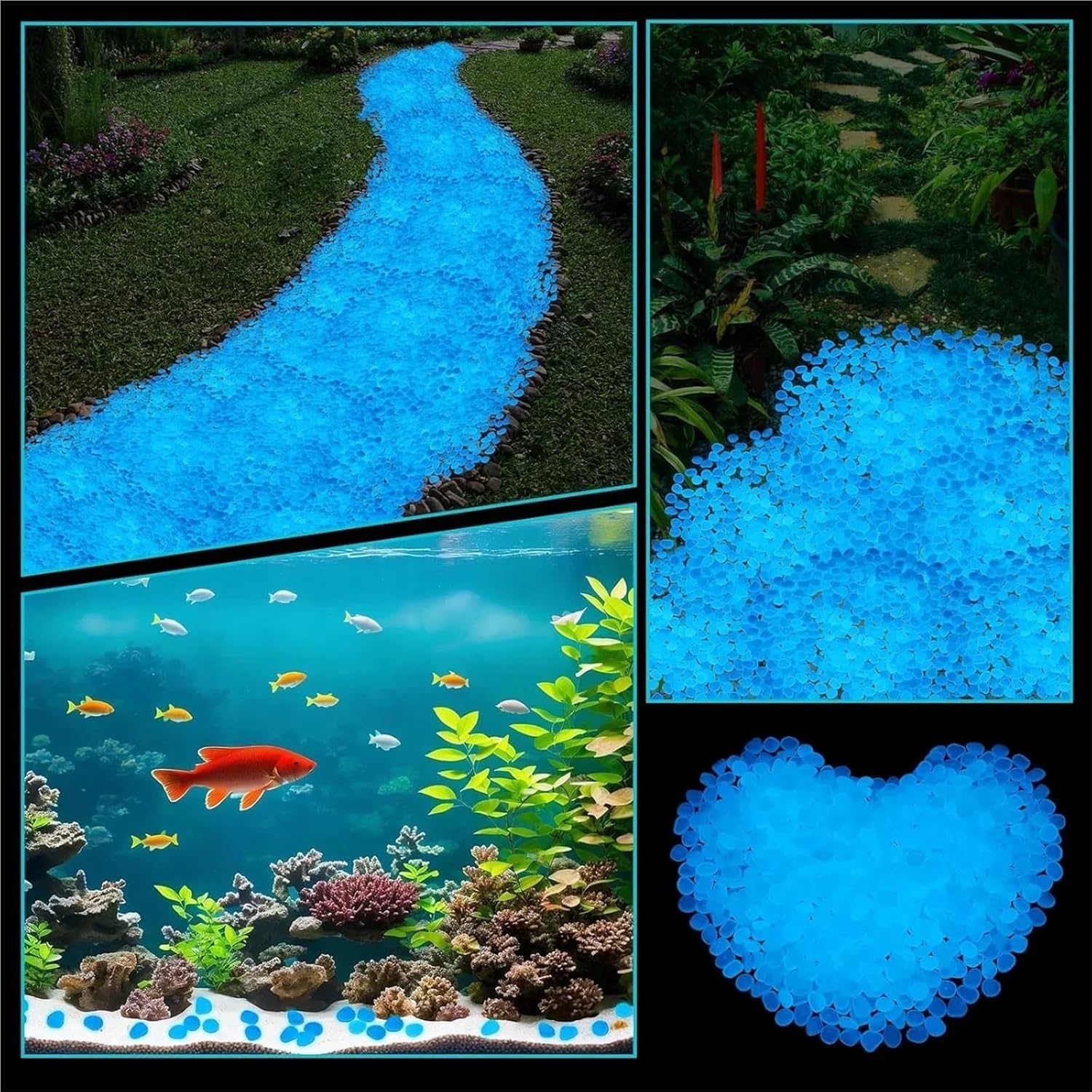 Glow in The Dark Garden Pebbles Stones Rocks 1000 Pcs Glow in The Dark Garden Pebbles, Gardening Luminous Stones Outdoor Decor Glowing Water Fish Tank Gravel(White)
