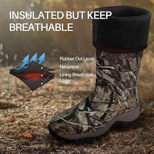 Miniatura 3 de Obcursco Botas de caza para hombre, impermeables, aisladas, de 0.236in, de neopreno para caza y actividades al aire libre (camuflaje), Camo