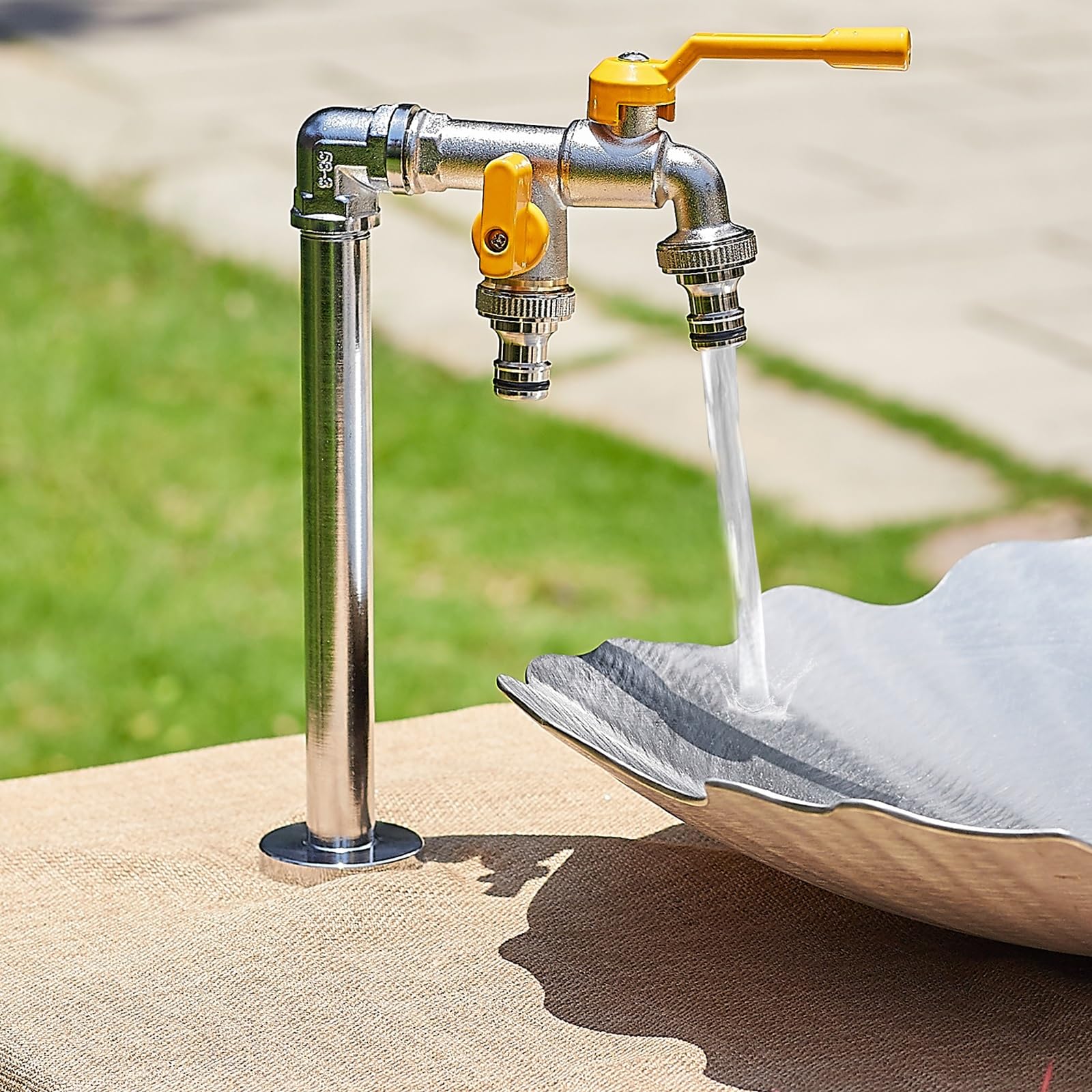 Rubinetto da esterno interamente in rame, colonna, in ottone, per irrigazione del giardino, design antigelo resistente al freddo e al gelo, 32 cm