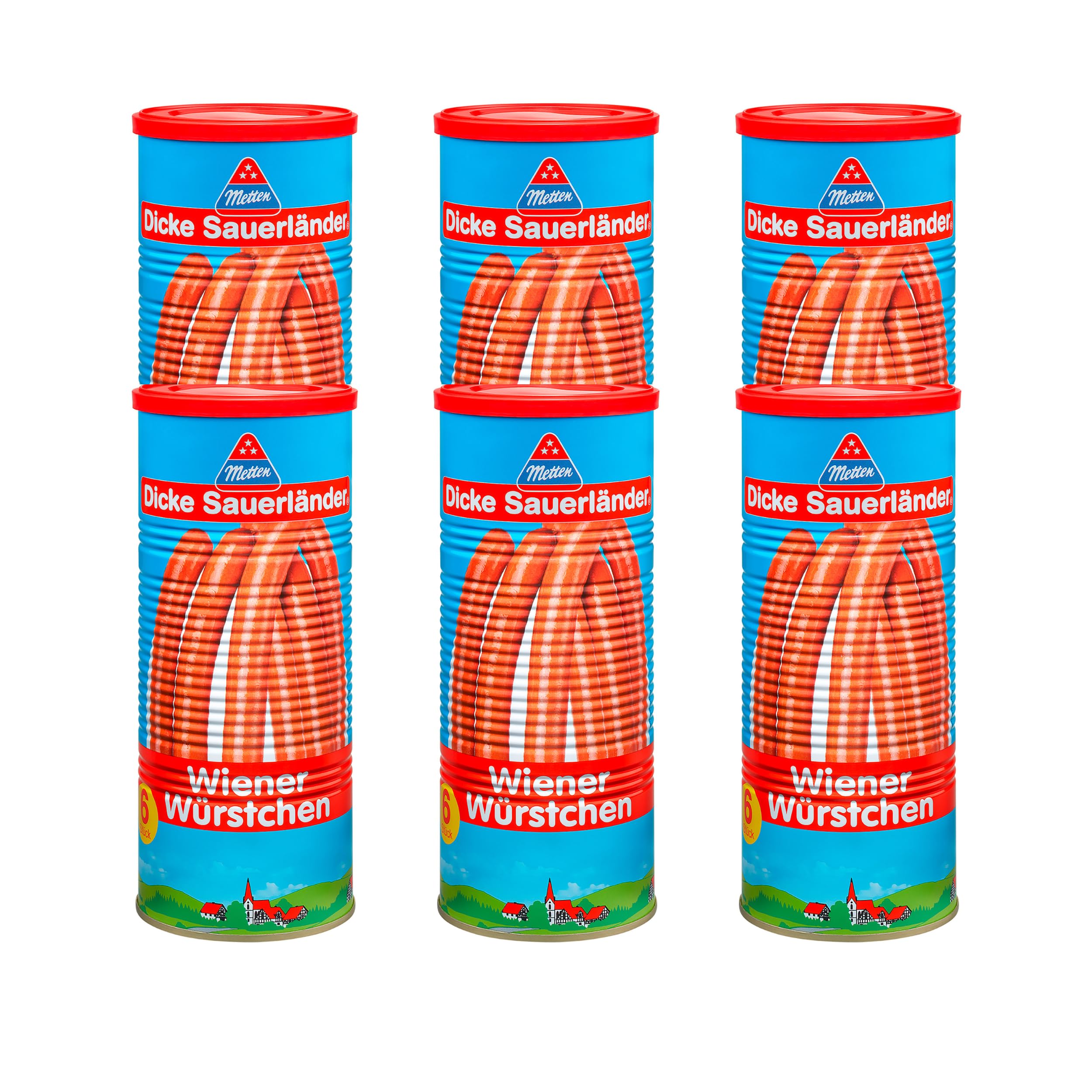Knackige Wiener Würstchen - 6 x 330g Metten Dicke Sauerländer